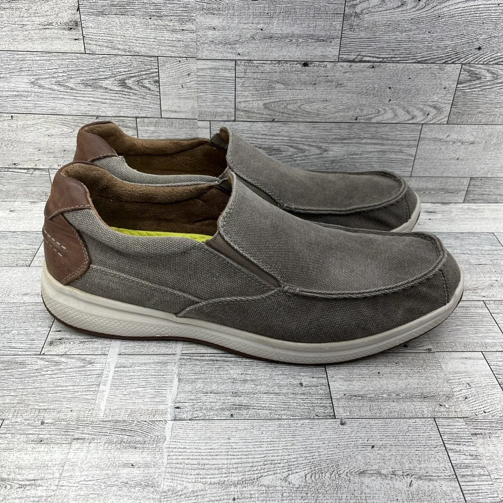 Florsheim Great Lakes Brown Canvas Moc‎ Toe Slip On Shoes Men Size 12M